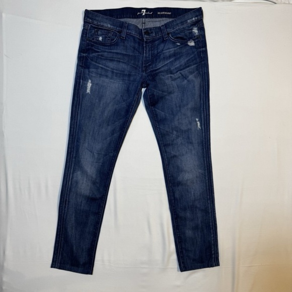 7 Seven for All Mankind Roxanne Low Rise Straight‎ Leg Blue Jeans Women 31 Denim